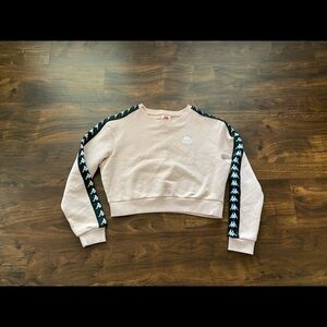 NWT Kappa Women’s 222 Banda Bacroy Cropped Sweatshirt Pink Black Size Large